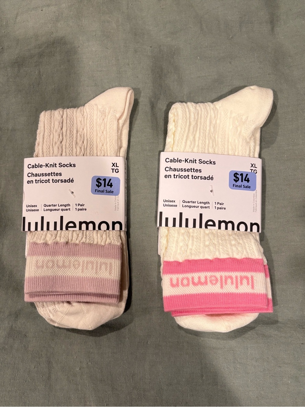 Lululemon Cable-Knit Socks Bundle of 2
